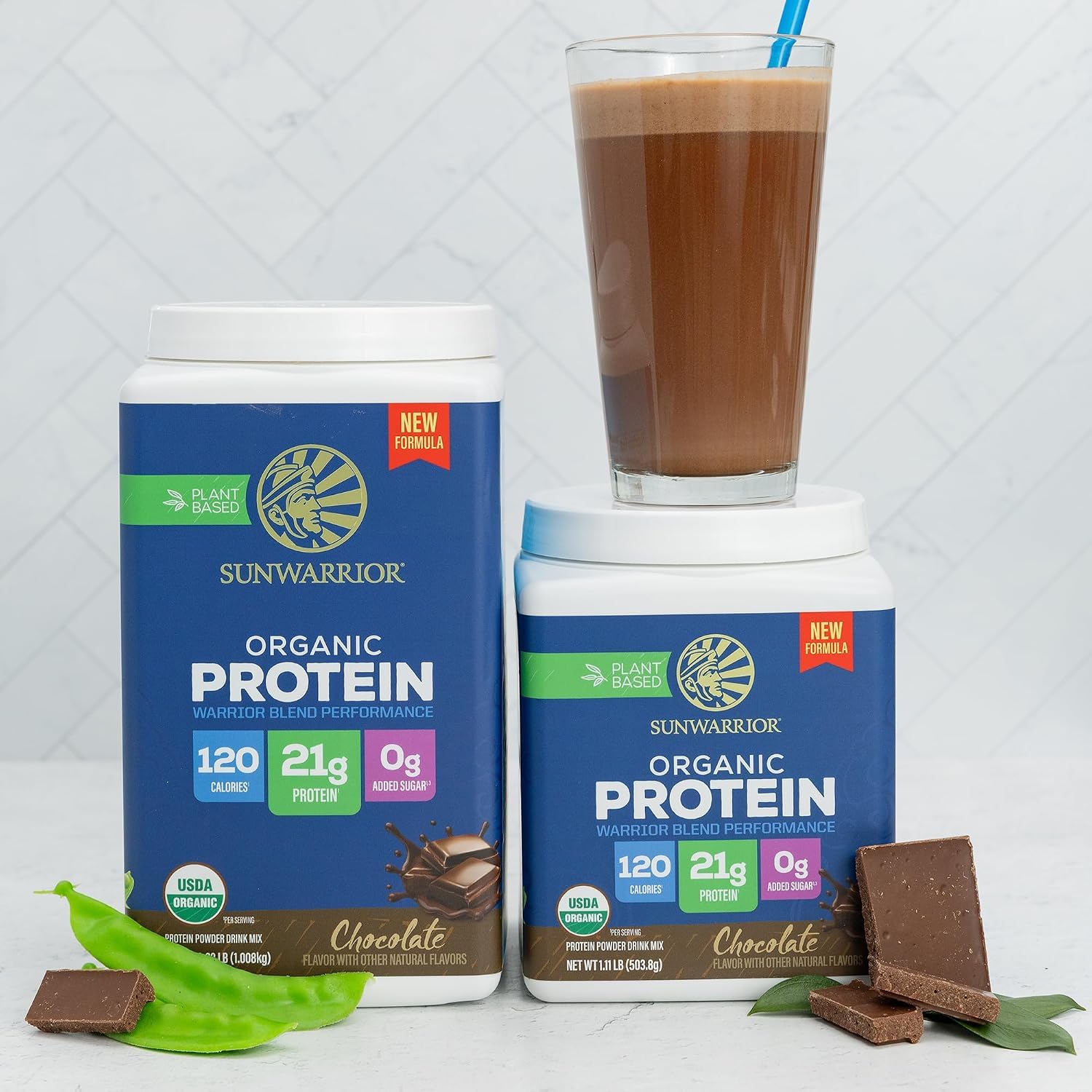 Sunwarrior Warrior Blend Performance Vegan Protein, Chocolate, 17.76 oz — Amazon image 6