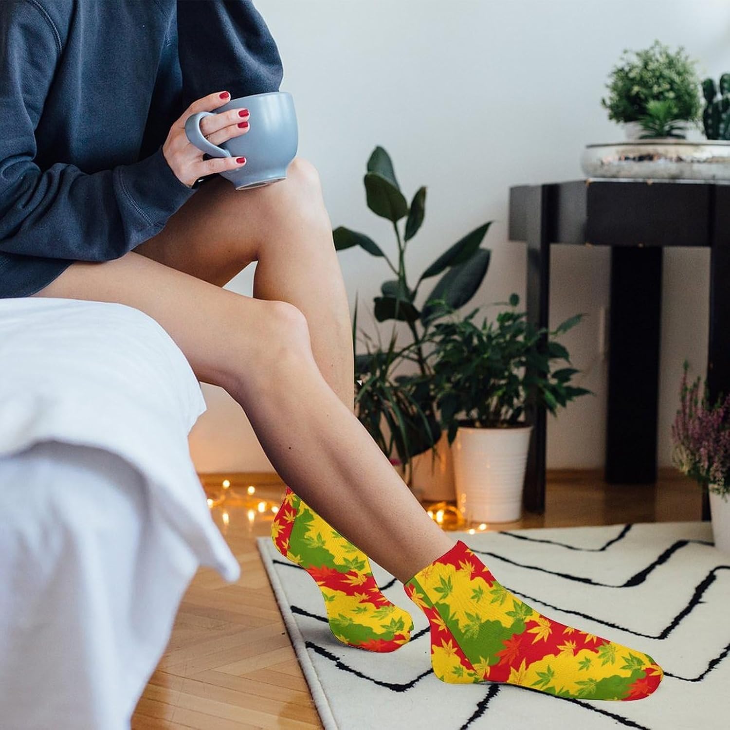 Rasta Weed Leaves Socks for Men Women 5 Pairs Ankle Socks