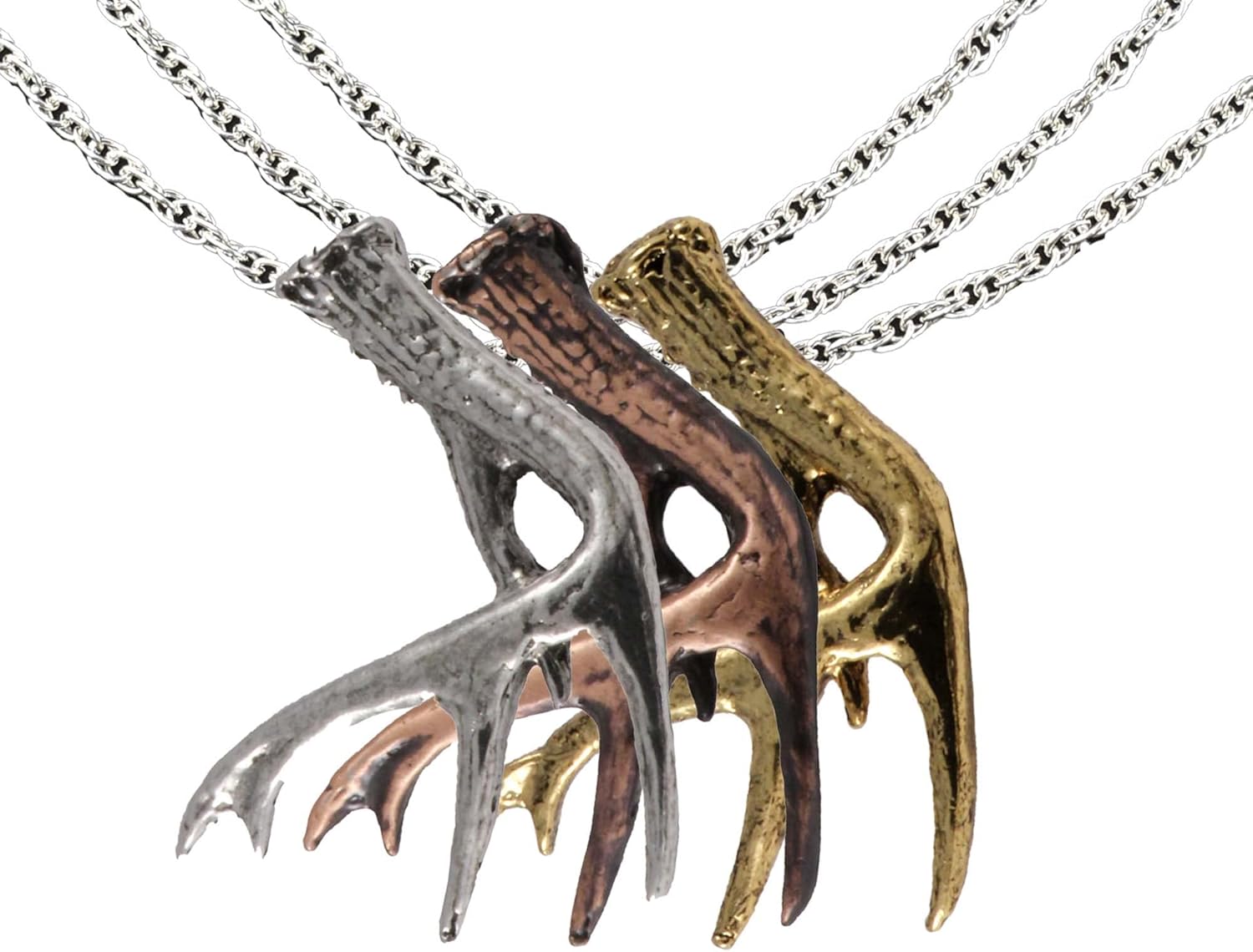 Whitetail Deer Antler Pendant, Copper Plated, 1.5 Inches, 100% Handmade in the USA, Shed, Buck, Hunting, Realistic, Metal, Necklace, Charm, Over 3100 Unique Designs