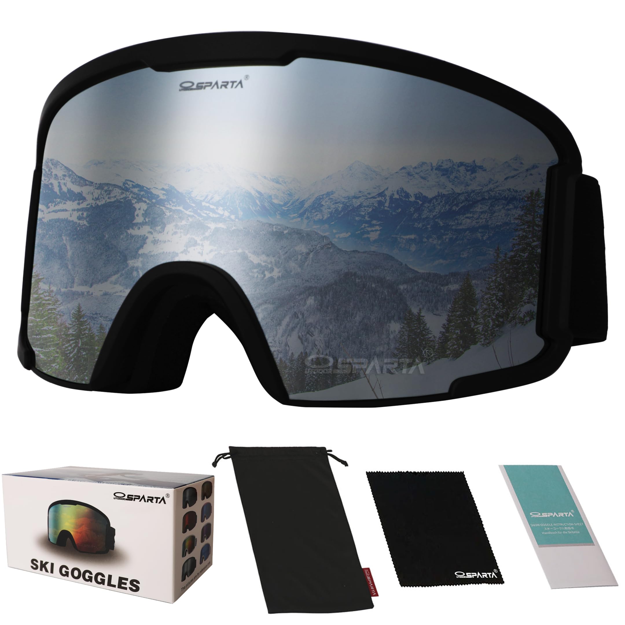 Gafas de esquí para adultos - Gafas de esquí compatibles con casco para hombres y mujeres con protección UV del 100%