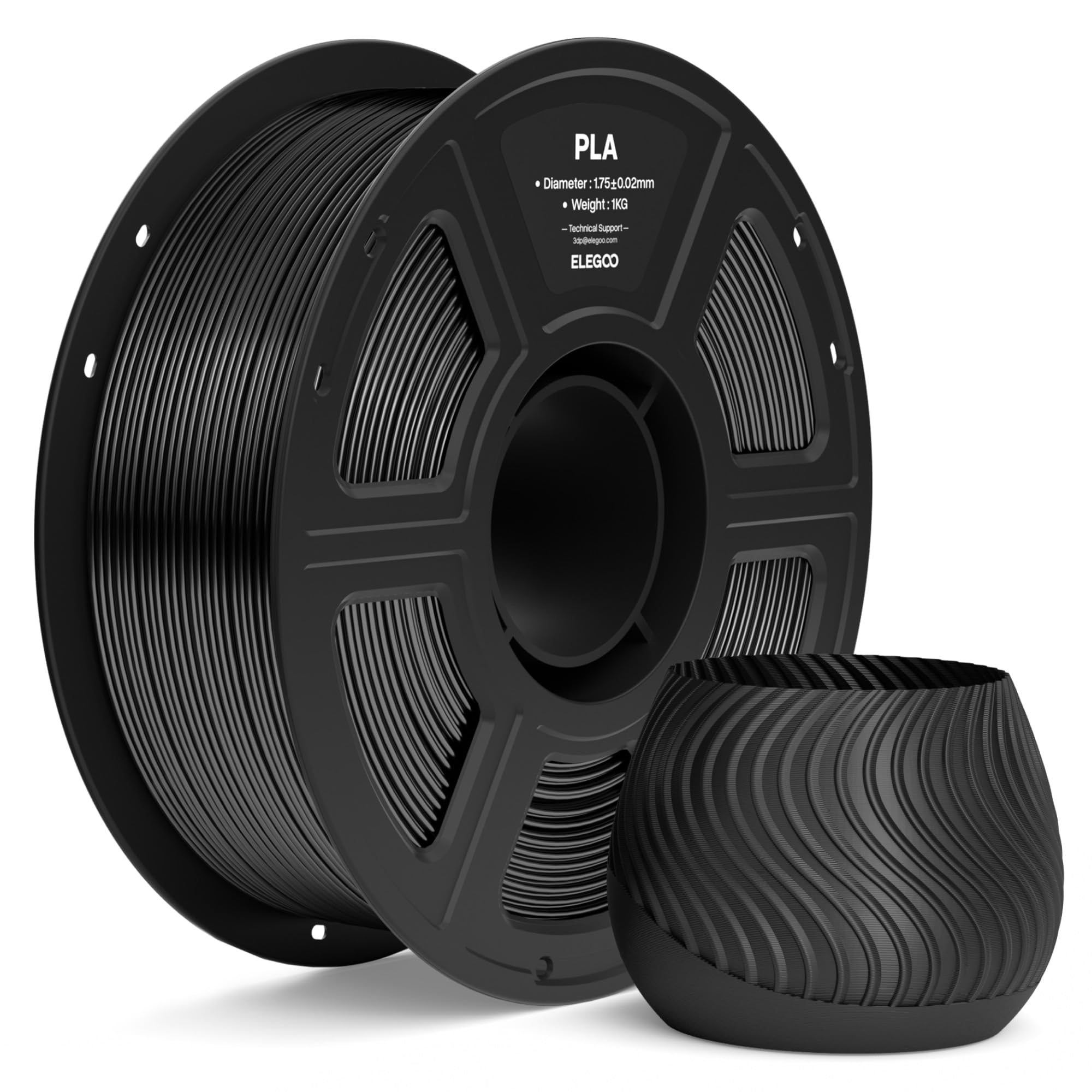 ELEGOO PLA Filament 1.75mm Black 1KG, 3D Printer Filament Dimensional Accuracy +/- 0.02mm, 1kg Spool(2.2lbs) Fit Most FDM 3D Printers-image-46
