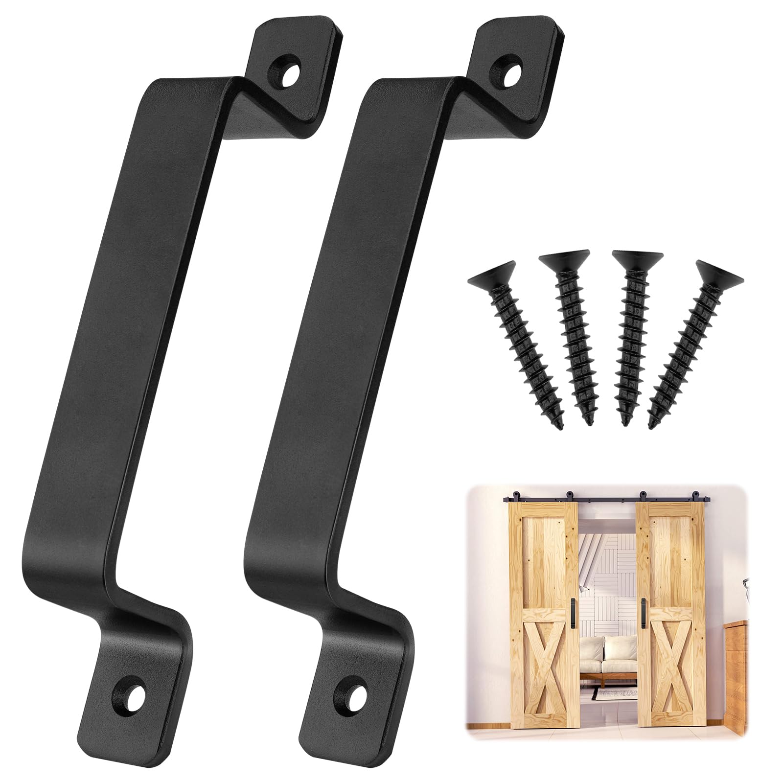 Tmidumo 2 Pack Barn Door Pull Handles, 7.4 Inch Black Sliding Door Handles