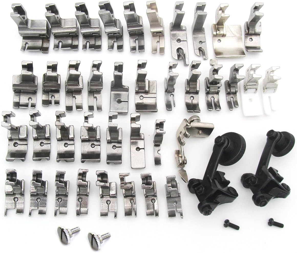 CKPSMS brand-40PCS Presser feet Compatible with/Replacement for JUKI Brand DDL-5550,DDL-8500,DDL-9000,TL98E,TL-98Q,TL-2010Q Singer Brand 20U,31-15,195K,196K Single Needle High Shank Sewing Machine