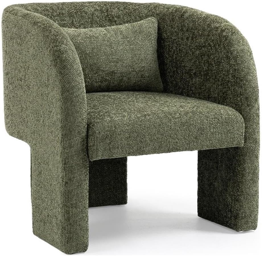 BOWERY HILL Contemporary Accent Chair, Soft Green Chenille Fabric, Pillow Included, 29" W x 30" D x 30" H, Modern Design, Durable Birchwood Frame, Comfortable Seating for Living Room or Bedroom