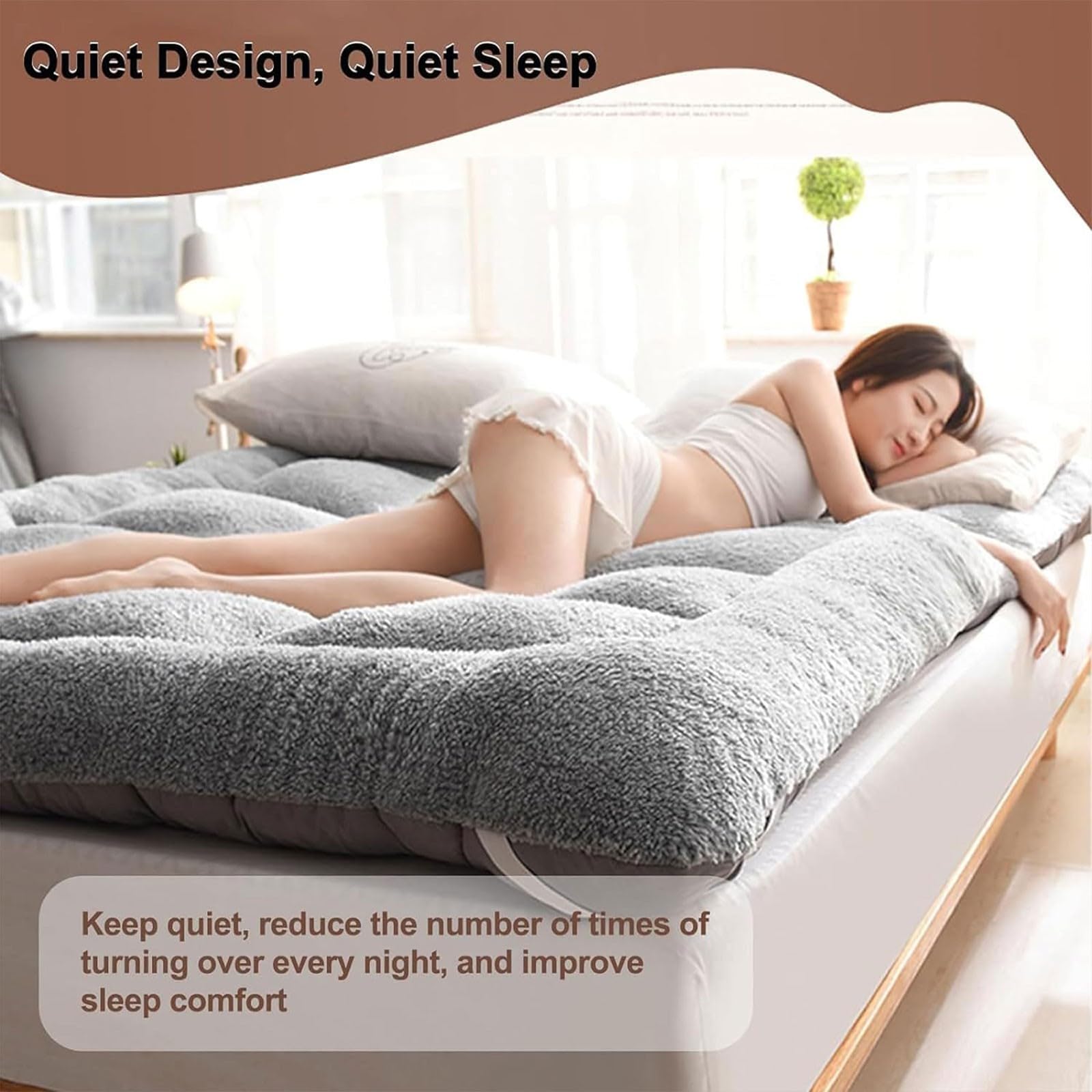 Colchón Todo Incluido Sábana Bajera Espesada Funda de Colchón 100% Algodón Soja Antideslizante Acolchado Colcha para Apartamento Dormitorio (Color : Marrón Tamaño: 200 x 220 cm)