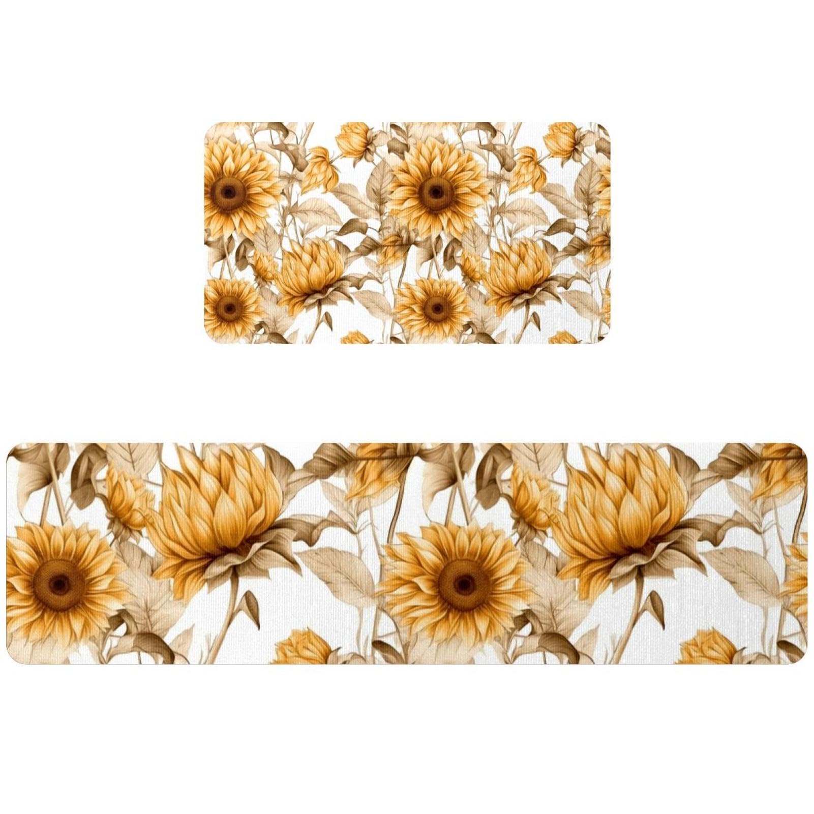 Alfombra de cocina lavable y tapete absorbente con estampado floral antideslizante