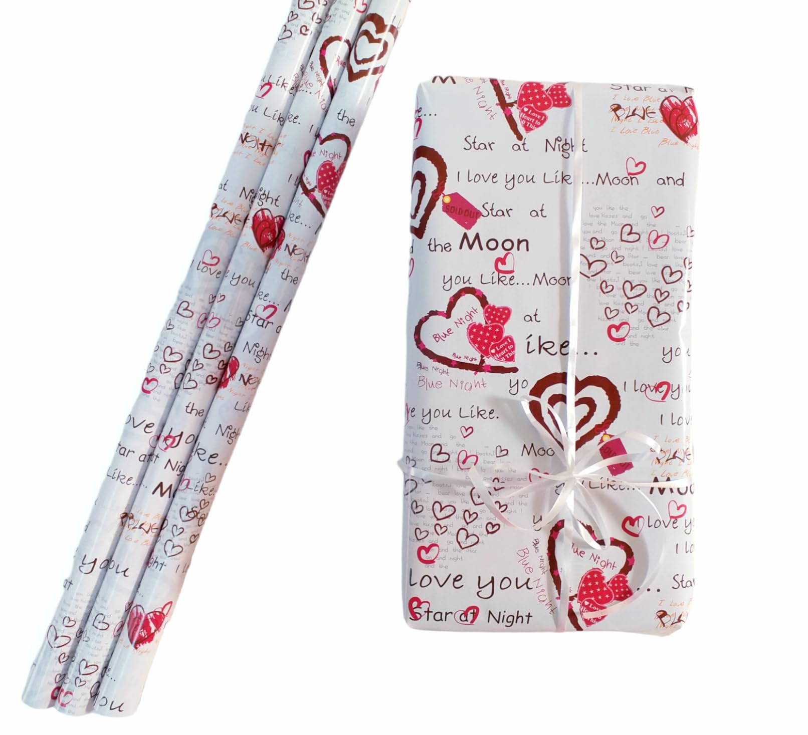 FAM 3pcs I Love You Gift Wrapping Paper - Premium Set of Valentines Gift Wrapping Paper For Anniversary, Wedding, Bridal Shower, Engagement, Proposals