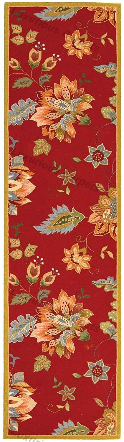 Luxurious Carpets USA Collection Handmade Hand-Hooked Premium Woolen & Blend Carpet for Living Room Bedroom and Hall with 1" Inch Thickness 2 x 6 feet Color