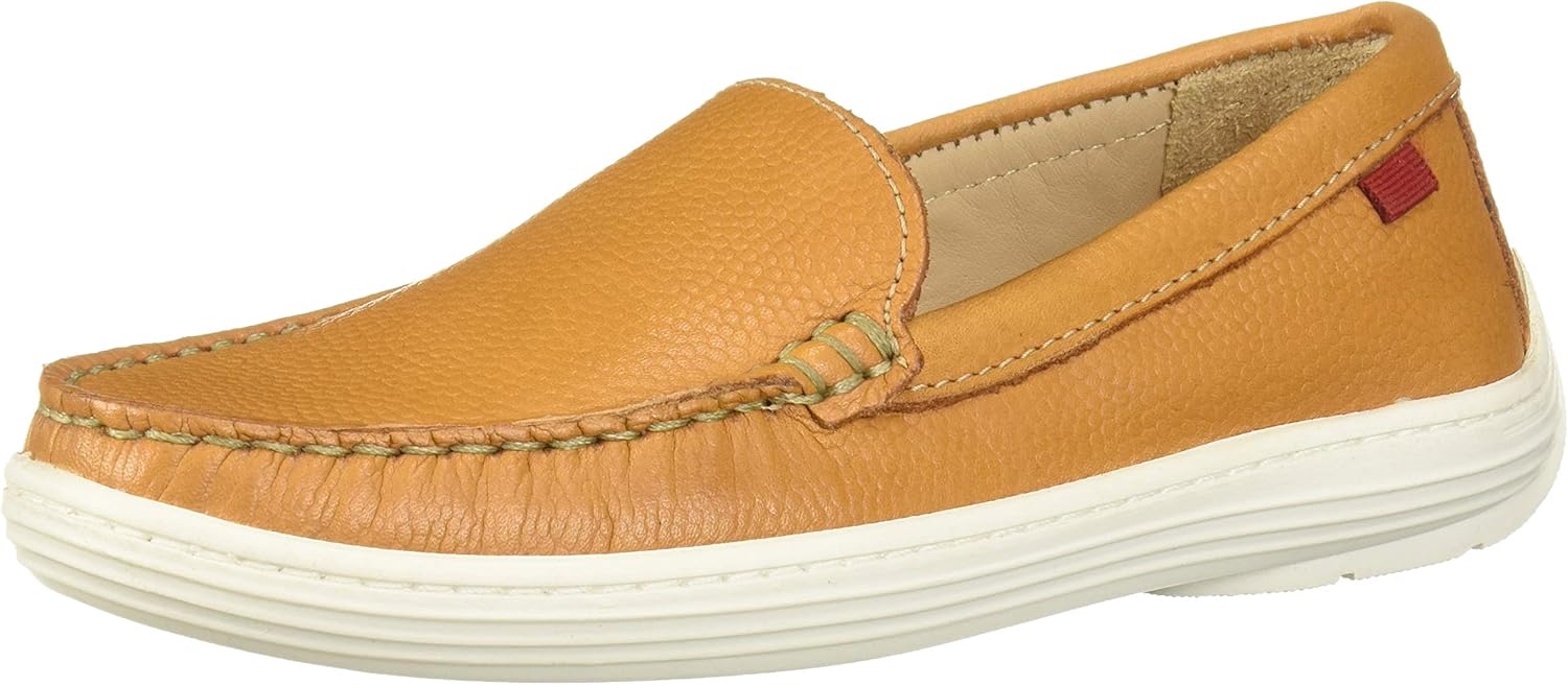 Marc Joseph New York Unisex Kids Boys/Girls Leather Broadway Loafer, tan Pebble Grainy/White Sole, 4.5 M US Little