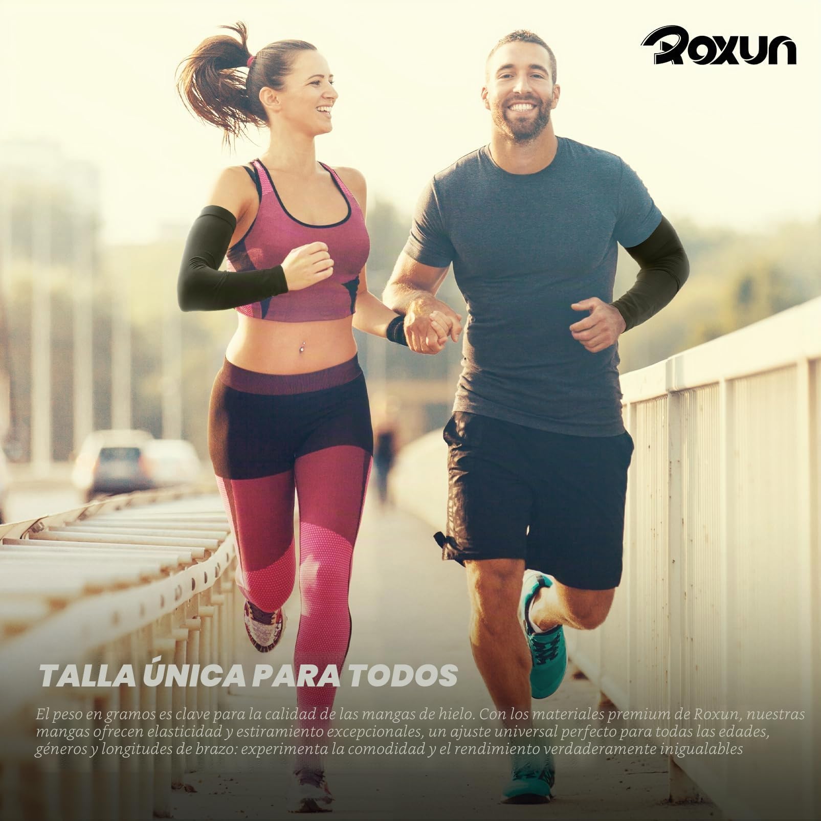 ROXUN 4 Pares Mangas para Brazos Protección Sol Manguitos Running Hombre Mujer Manga Compresión Ciclismo Voleibol