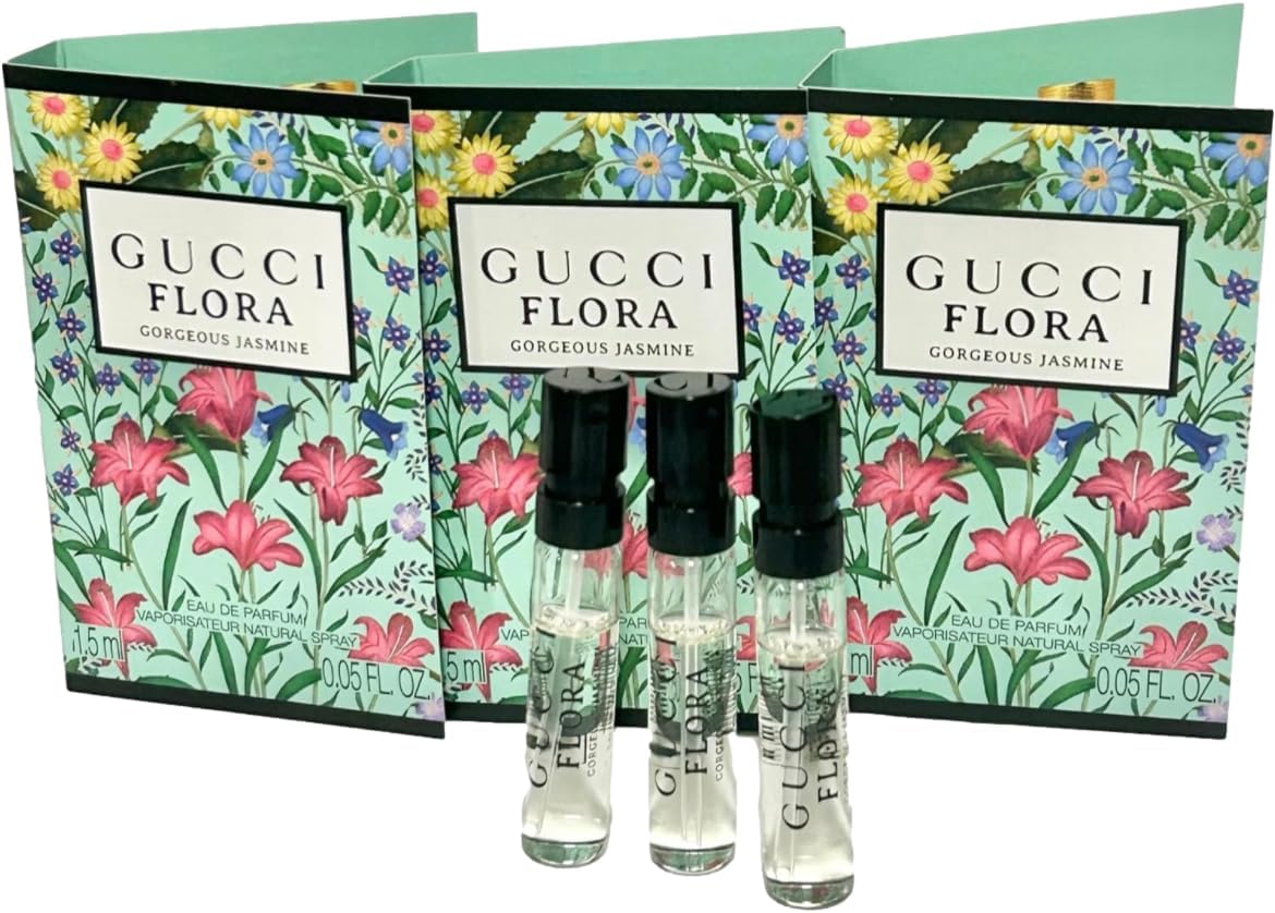 Flora Sample Perfume Flora Gorgeous Jasmine Perfume Mujer EDP Spray 1,5 ml / 0,05 oz (juego de 3)
