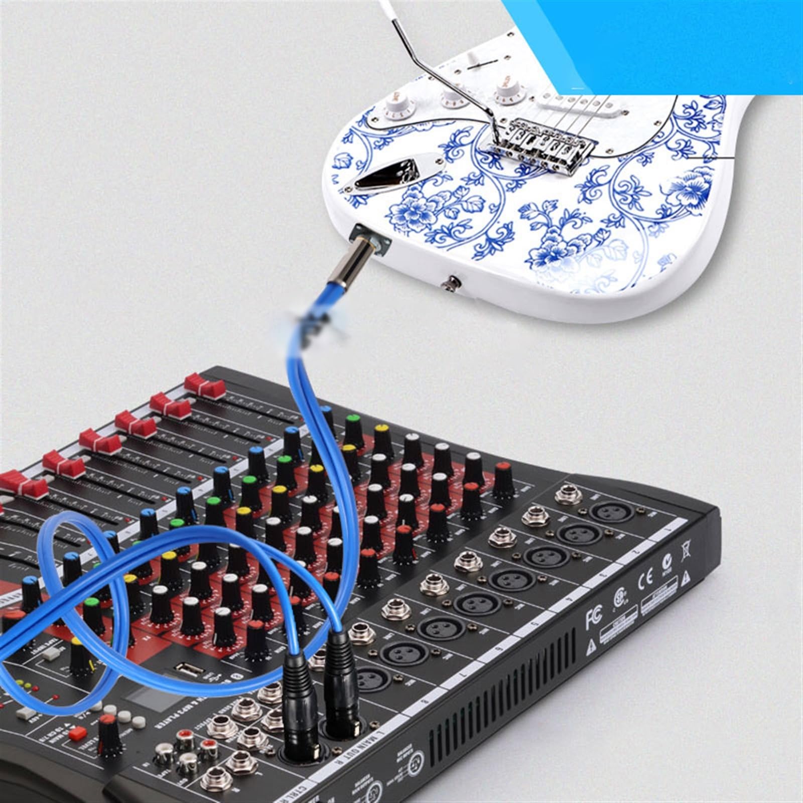 kabel audio do gitary 6.5 Duży Dwużyłowy Kabel Audio Gitara Podłączona Do Wzmacniacza Mocy Kabel Audio 6.5 Jednopunktowy Dwuprzewodowy (Color : 1 meter)