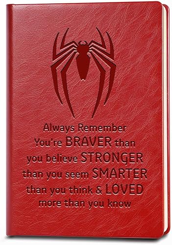 Miniatura 4 de JOHSBYD Super Spiderman Gifts Always Remember You're Braver Than You Believe - Cuaderno de cuero para fanáticos de Spiderman (con gran poder