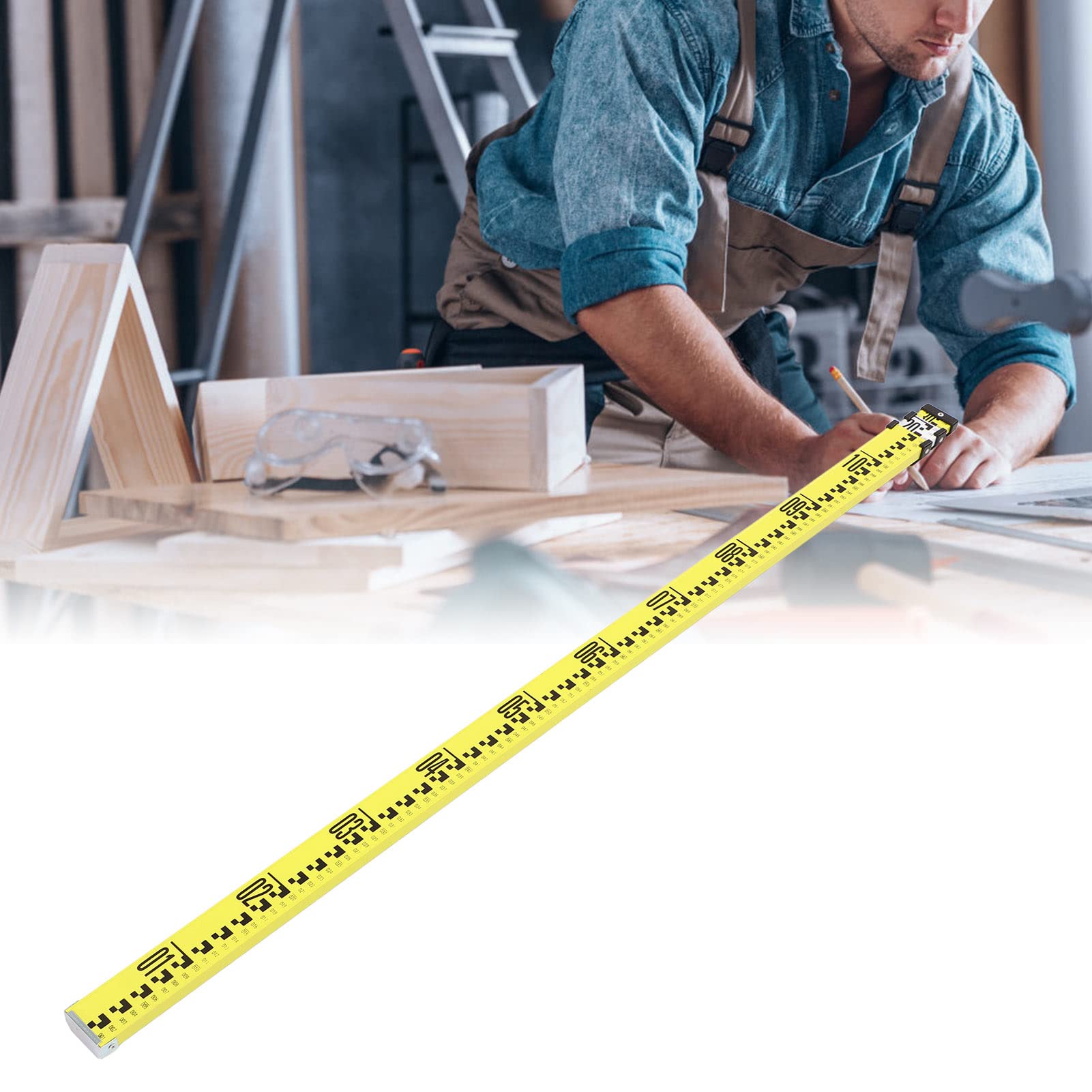Righello a Scorrimento, 3 Metri, Design Pieghevole, Righello per la Misurazione del Metallo in Lega di Alluminio per la Lavorazione del Legno con Borsa di Stoccaggio,