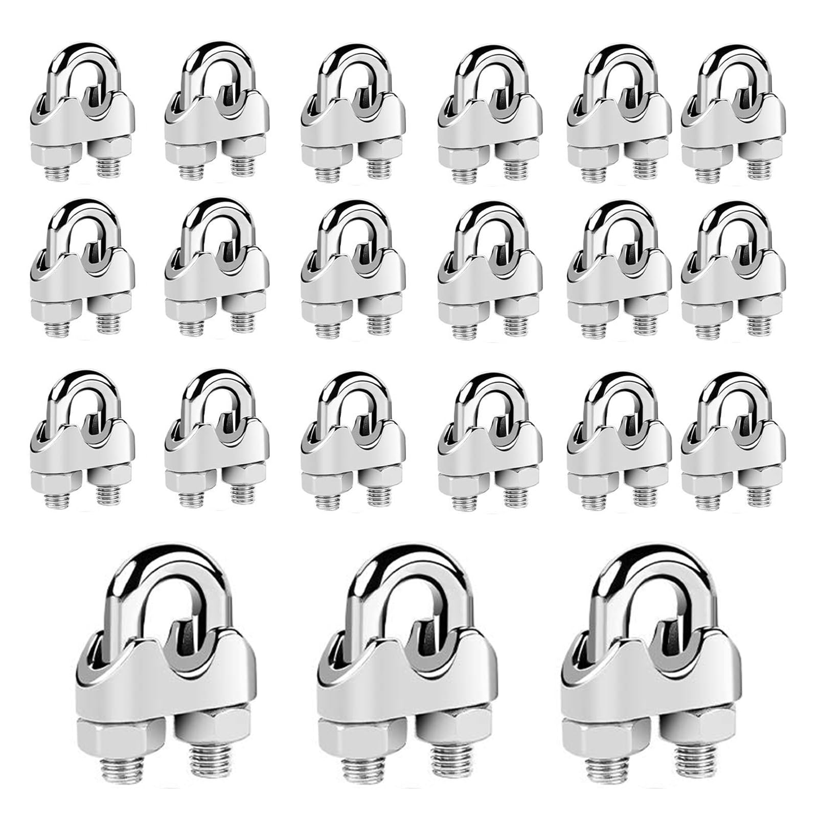 18 Morsetti In Acciaio Inox Per Cavi - Fermacavi Adesivi Per Tende, Stendibiancheria E Funi