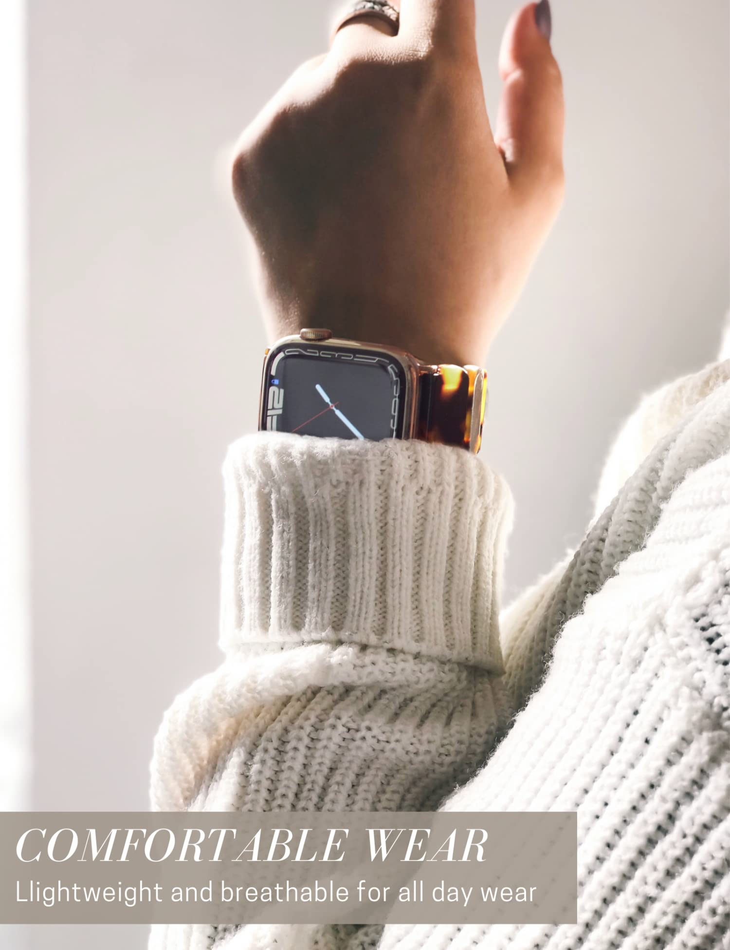 Heesch Correa de reloj elástica de tortuga compatible con Apple Watch Serise Ultra/SE/8/7/6/5/4/3/2/1, bonita correa de reloj de resina para iWatch para mujeres, hombres y niñas, 38/40/41mm,