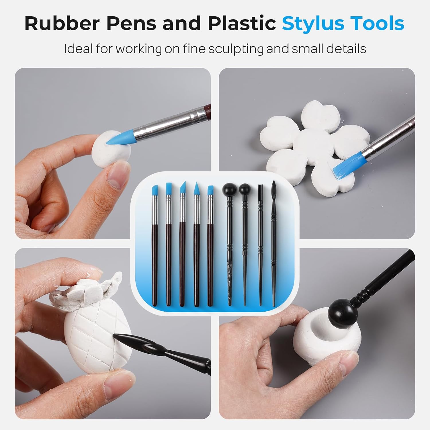 Nicpro 120ml Air Dry Clay Glaze and 32 PCS Clay Tools Kit, A Gloss Varnish Protects Clay from Surface Wear, Pottery Tools Can be Used for Stippling, Carving, Molding, and Shaping Crafts - Image 5