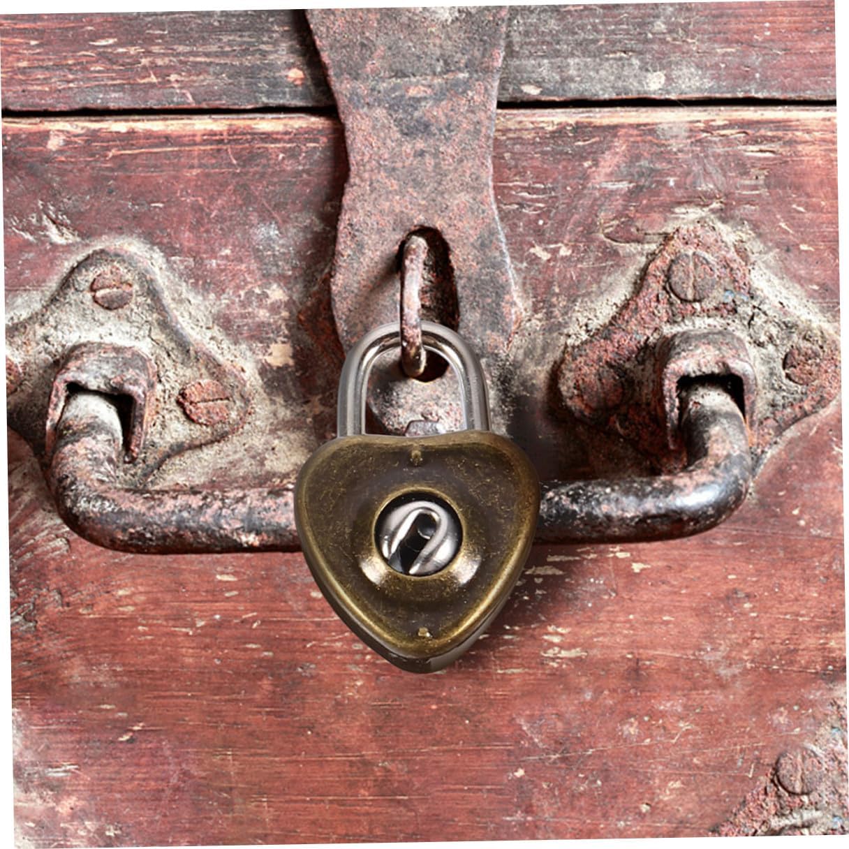 NUOBESTY 300pcs Retro Heart Shaped Padlocks with Keys, Archaize Style Mini Heart Hanging Locks for Jewelry Boxes and Luggage, Antique Couple Love Keyed Padlocks