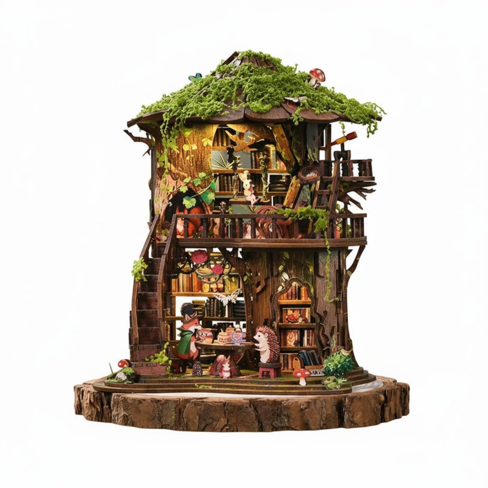 Modello 3D da Assemblare in Legno Regalo Creativo Modello 3D da Assemblare Montare Decorazione Fiabesca Miniatura Libreria Magica per Scaffale