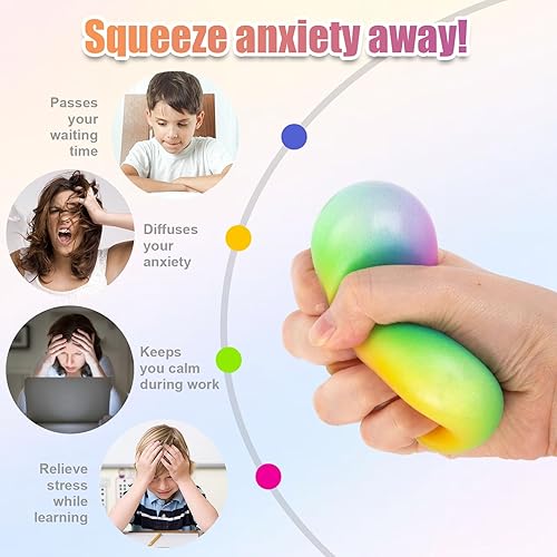 Miniatura 2 de LOVESTOWN 5 bolas para aliviar el estrés, bolas de estrés que cambian de color, bolas de estrés Smooosh, juguetes sensoriales para niños y adultos,