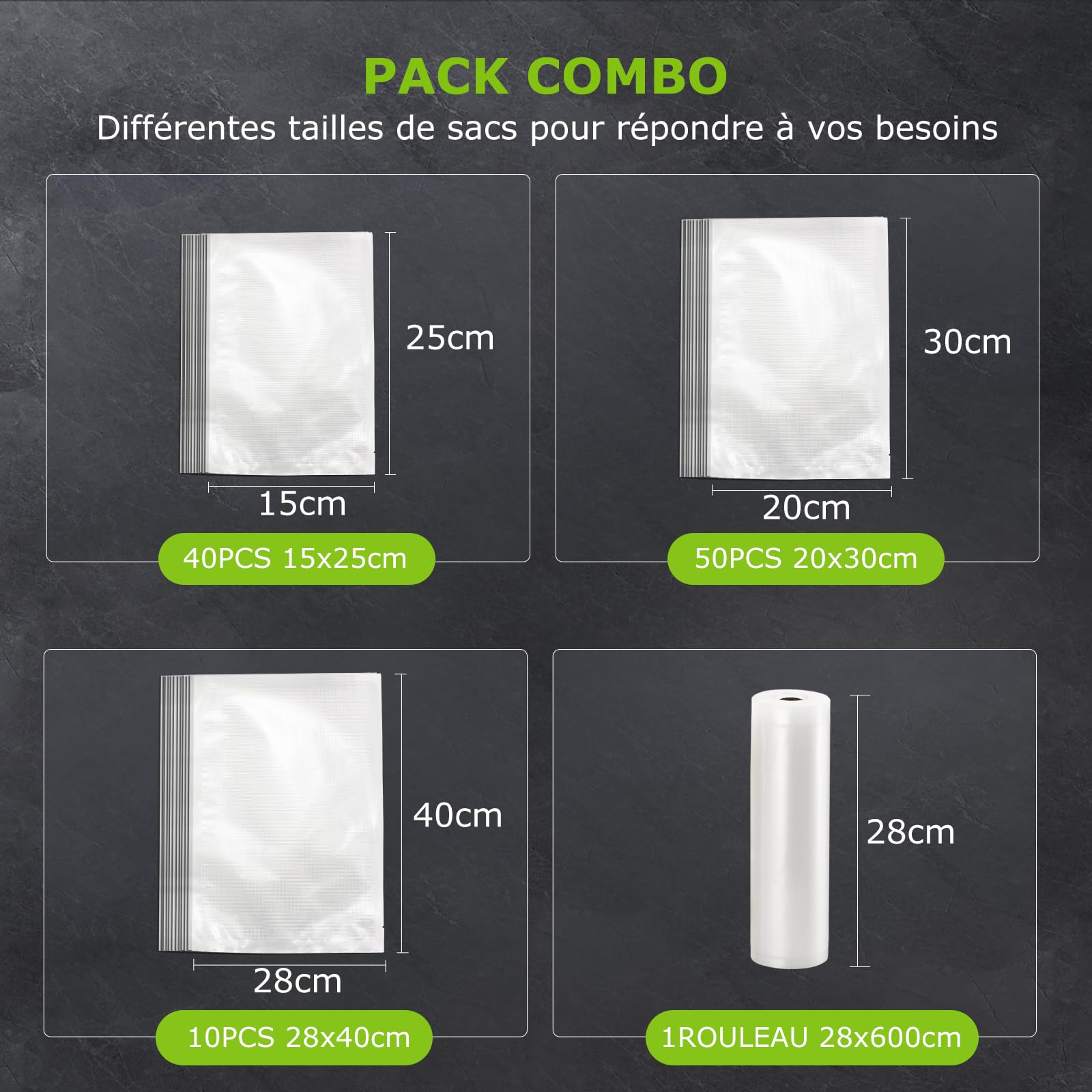 Machine Sous Vide Alimentaire Bonsenkitchen - 4 Modes, Soudure 30cm, Sacs Inclus | Conservation Longue Durée