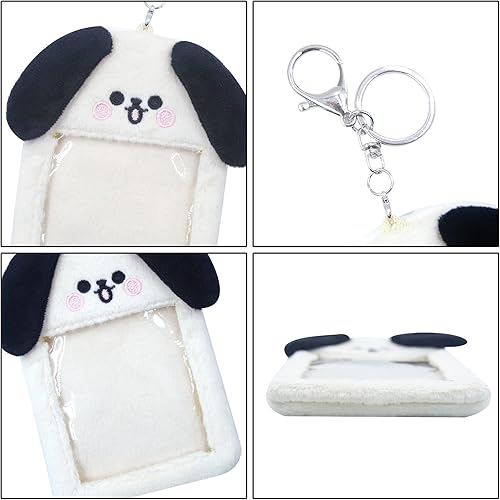 Miniatura 4 de JUMISEE Lindo soporte de tarjeta de fotos Kpop de felpa con llavero, funda de foto de oso de dibujos animados, protector de tarjeta de crédito