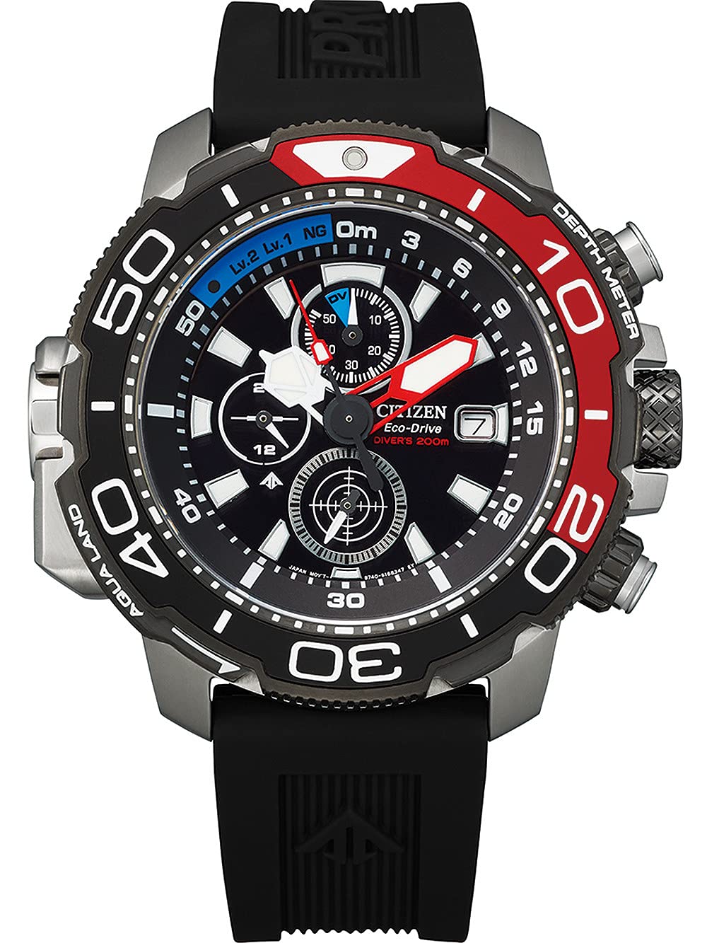 Citizen Montre pour Homme Chronographe Eco-​Drive avec Un Bracelet en Caoutchouc Promaster Marine