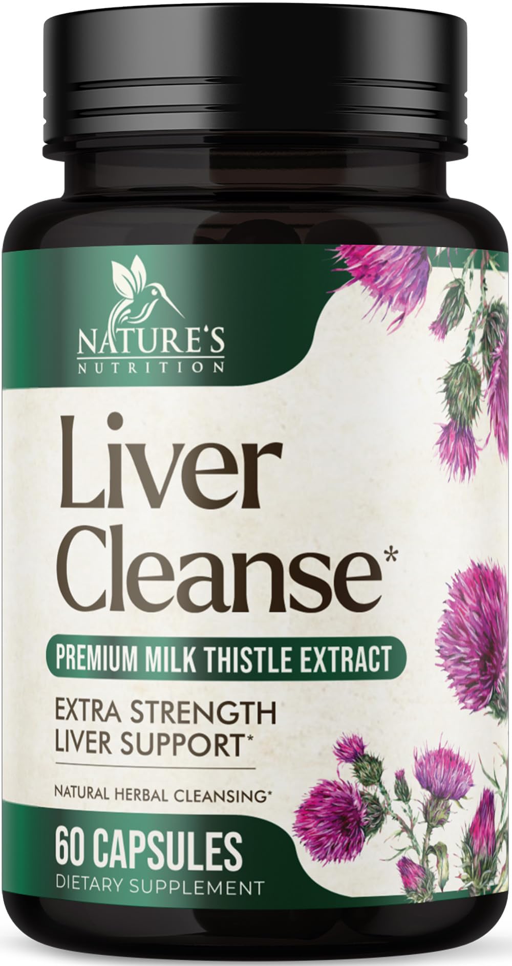 Liver Cleanse Detox & Repair Supplement - 1100mg Herbal Liver Complex - Milk Thistle with Silymarin, Dandelion, Artichoke Extract, Turmeric & Beetroot - Natural & Gentle Liver Support - 60 Capsules 60 Count (Pack of 1)