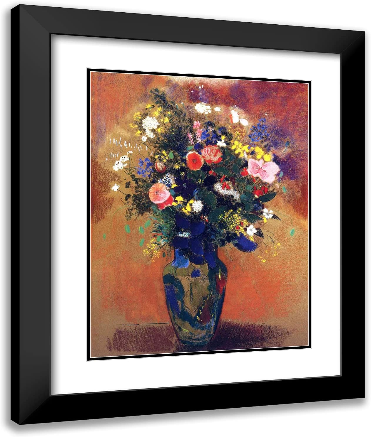 ArtDirect Redon, Odilon 20x24 Black Ornate Framed Art Print with Double Matting Titled: Large Bouquet ll
