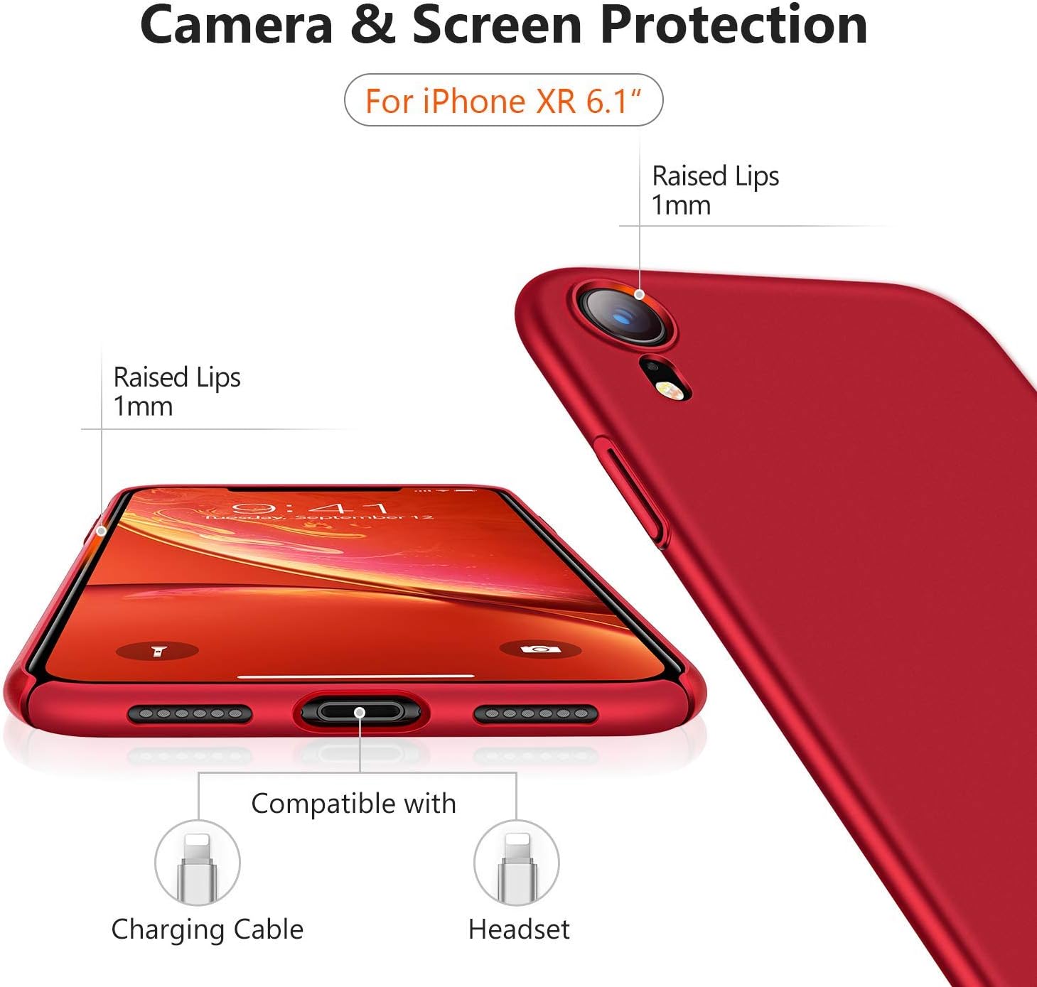 TORRAS Slim Fit Compatible for iPhone XR Case Ultra-Thin Lightweight Full Protection Hard PC Cover with Comfortable Grip Cases for iPhone XR 6.1", Red