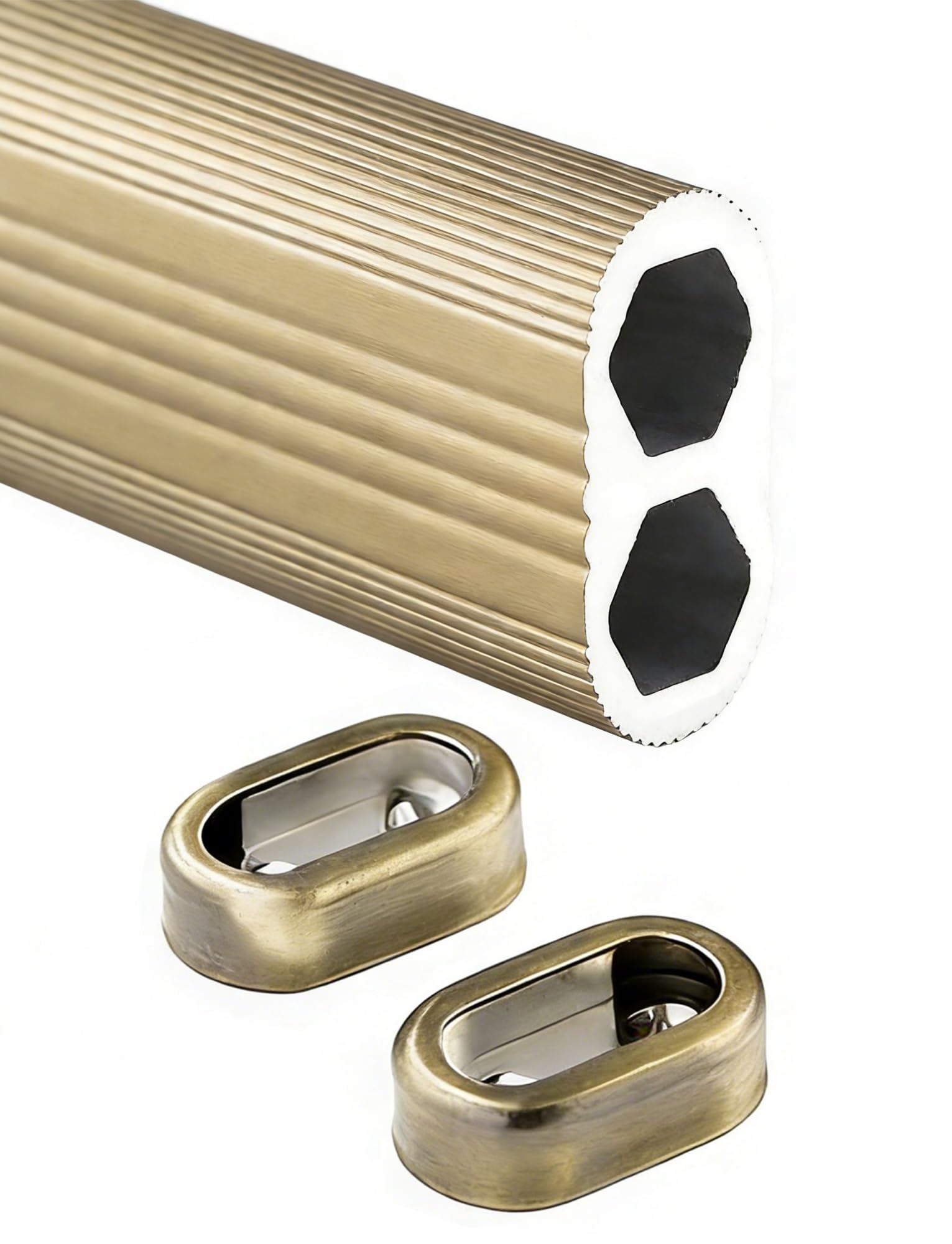 Regulowany, wielokolorowy, montowany na ścianie aluminiowy drążek do szafy – 50–130 cm wieszak na ubrania do szafy, stylowe szampańskie wykończenie (3.38ft / 103 cm)