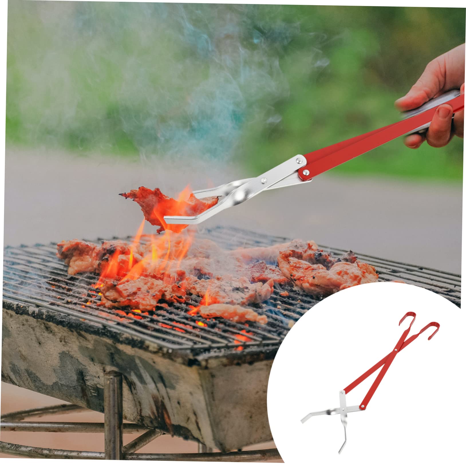 GALPADA 1Pc Long Handle Household Charcoal Clip Ergonomic Food Tongs for Outdoor Bbq Kitchen Cooking and Food Serving Safe and Comfortable Grip