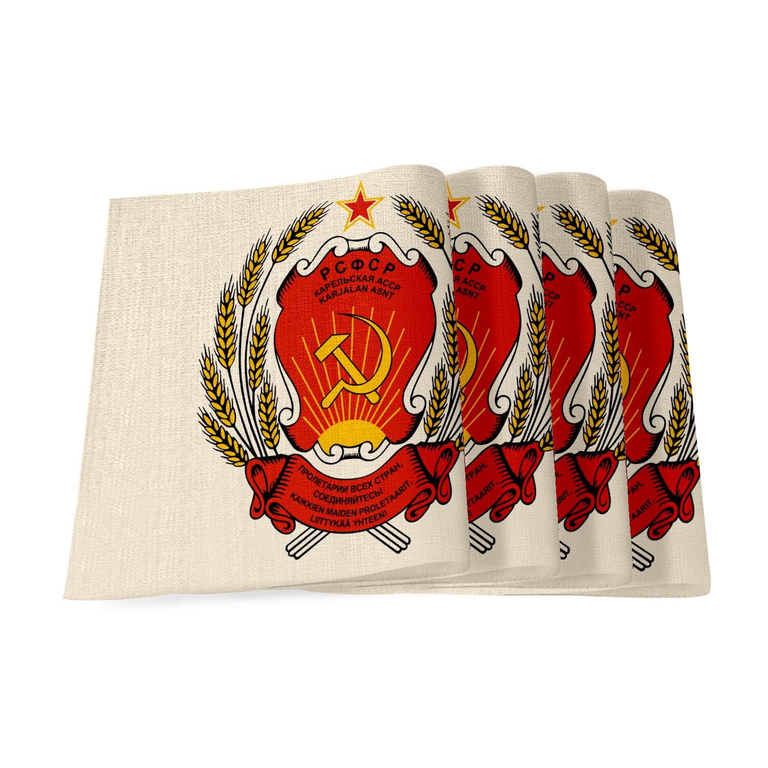 Sets de table en lin URSS grand format protégez votre table avec style Russie vintage lot de 4