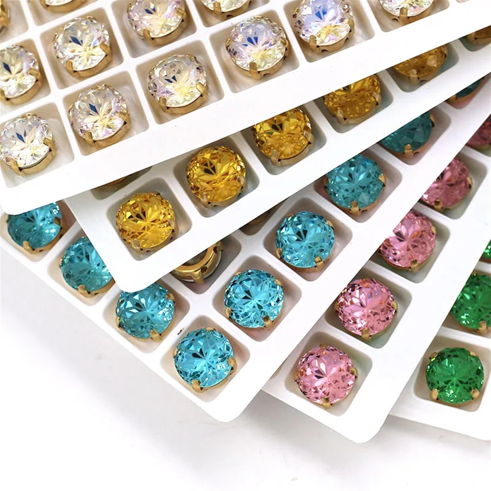 Strass En Verre Sertis à Griffes Dorées | Décorations DIY Pour Vêtements, Robes De Mariée, Accessoires | Forme Ronde Pointback
