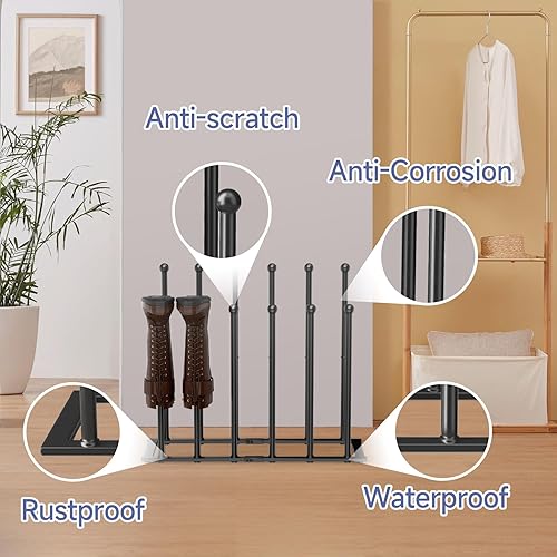 Miniatura 6 de PEKGRIL Zapatero de pie negro, organizador de botas resistente de 21 pulgadas, almacenamiento para botas altas, organizador de zapatos para