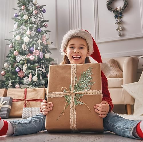 Miniatura 3 de Lyrow 96 piezas de agujas de pino artificiales nevadas de Navidad, ramas, ramitas de pino falsas, ramas de árbol falsas, ramas de pino sintético,