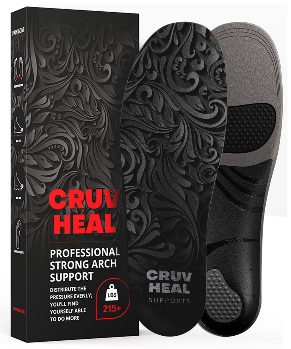 Premium 215+ lbs High Arch Support Insoles - Pain Relief - Plantar Fasciitis - Arch Pain - Orthotic Inserts for Men & Women - Superior Comfort & Support (Graphite, S)