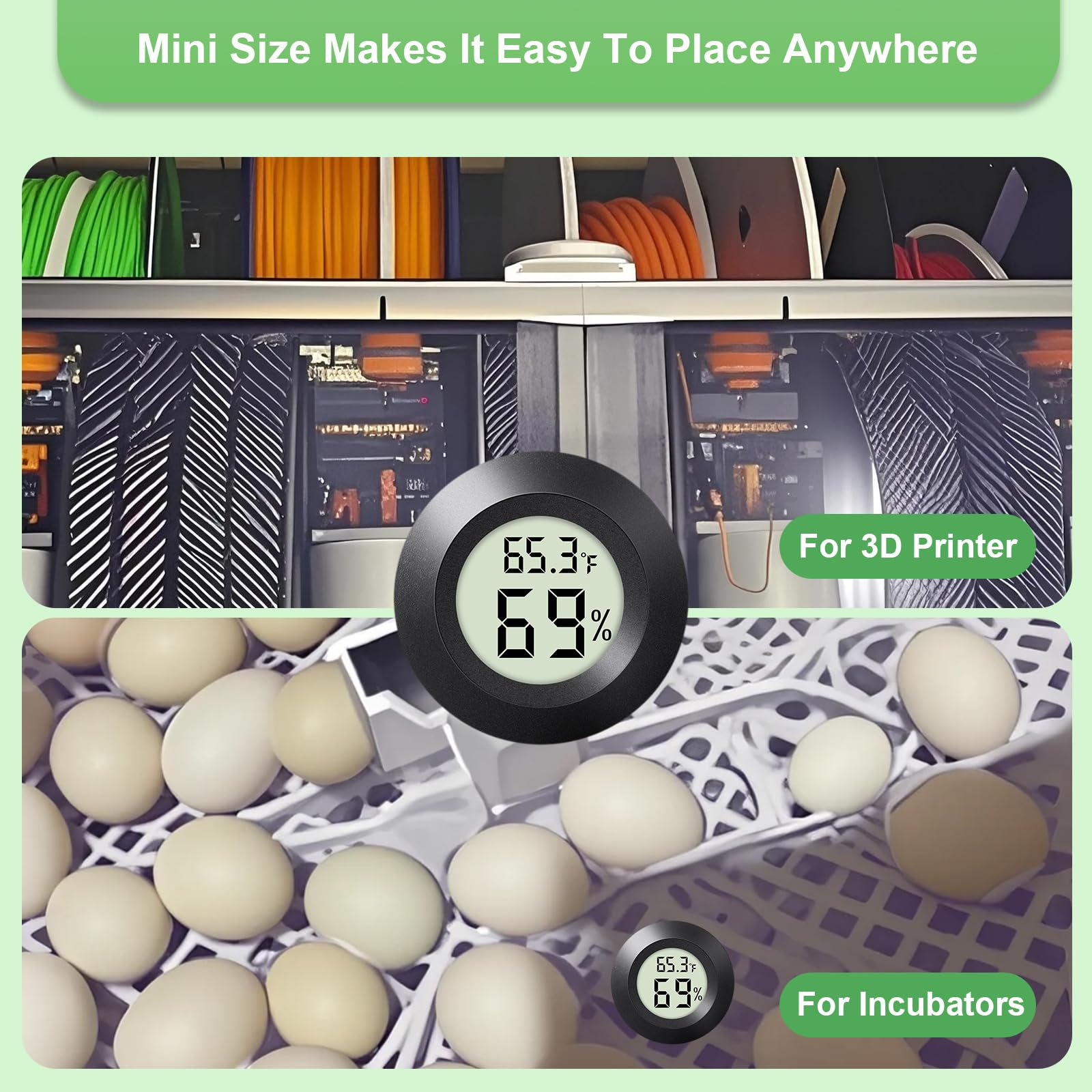 Mini-Hygrometer-Thermometer, für Innen- und Außenbereich, rund, Luftfeuchtigkeitsmesser, kleines digitales LCD-Monitorthermometer, Temperaturanzeige, Feuchtigkeitssensor (℉) oder (℃) für