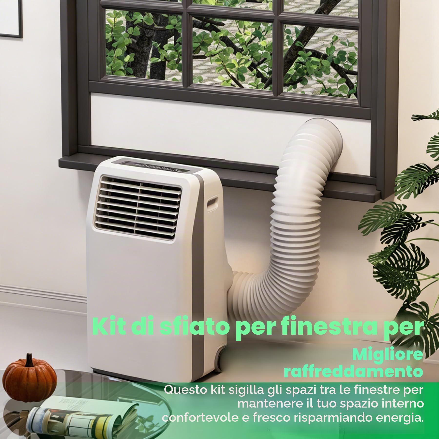 Forestchill Kit di guarnizioni portatili per condizionatore d'aria per tubo di scarico da 15 cm di diametro, kit universale di ventilazione CA per finestre scorrevoli e finestre appese, pannelli di