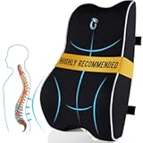 Lumbar Support Pillow for Office Chair & Car, Ergonomic Back Support Memory Foam Back Cushion with 3D Washable Cover, Relieves Back Pain for Driving, Gaming, Truck, Recliner