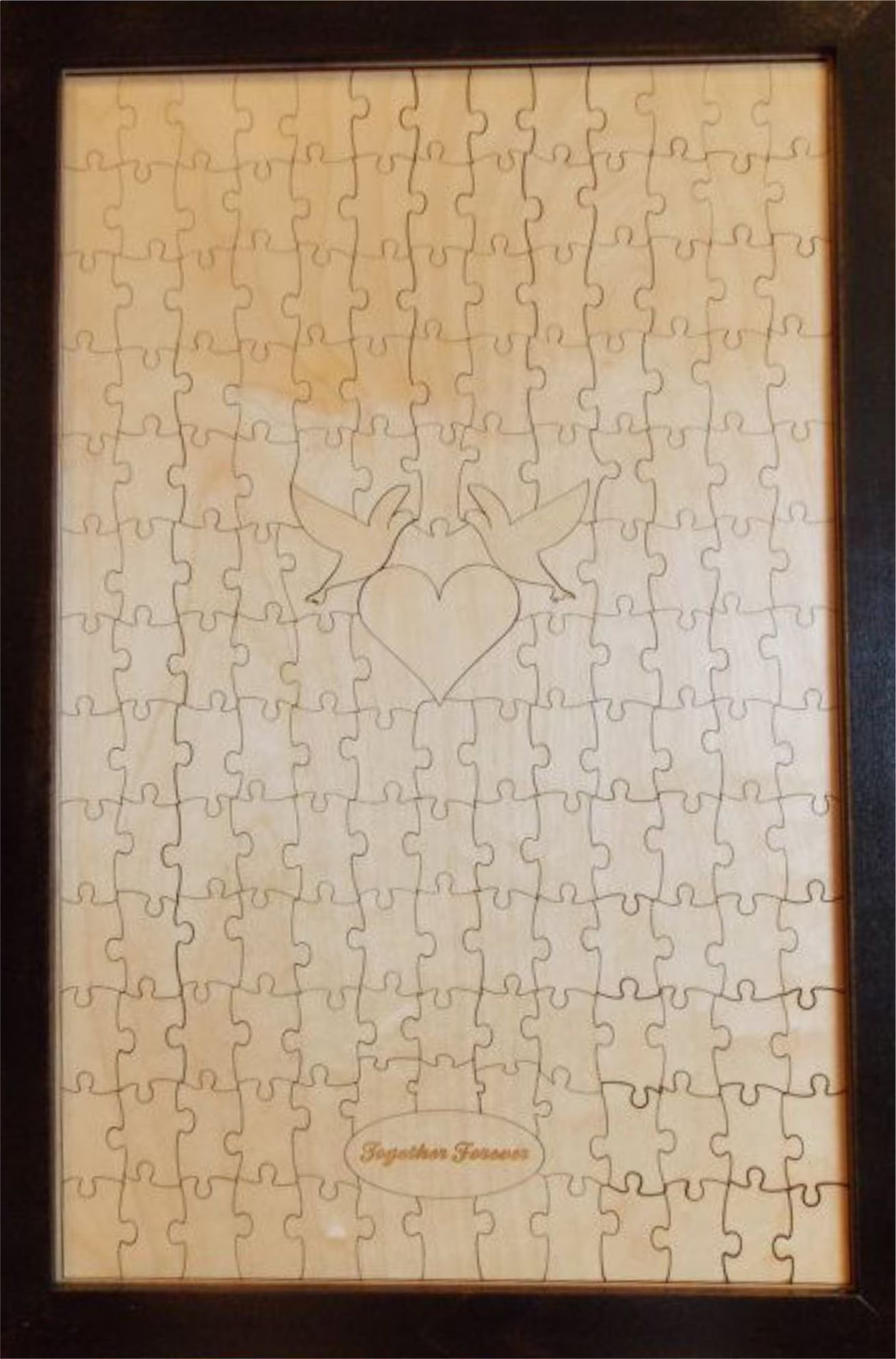Wedding Guest Book Alternative Wood Puzzle Classic Style with Doves and Heart Standard 169 Piece