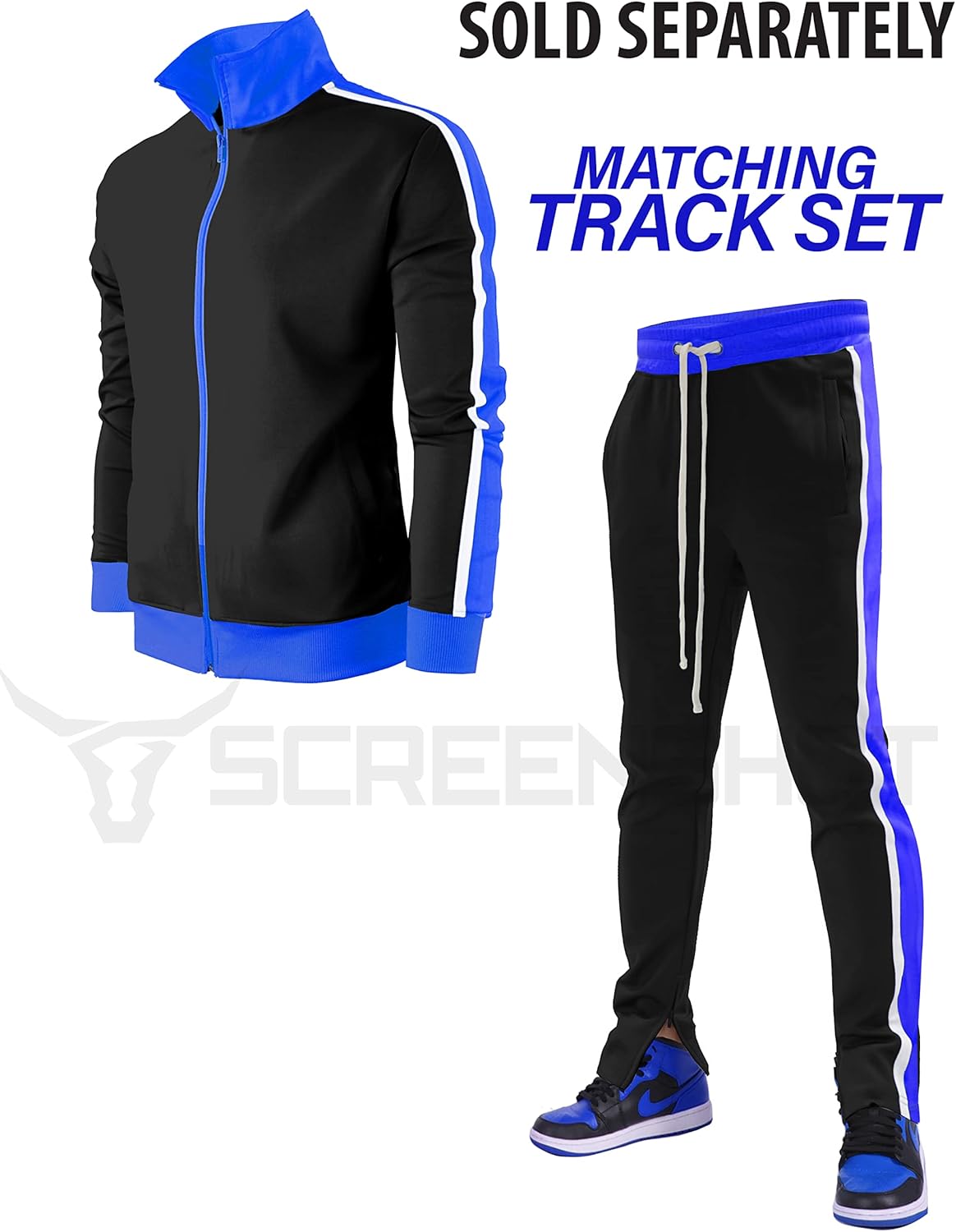 SCREENSHOT Mens Hip Hop Premium Slim Fit Comfort Track Jacket - Athletic Fitness Fashion Urban Lifestyle Streetwear Top - Image 4