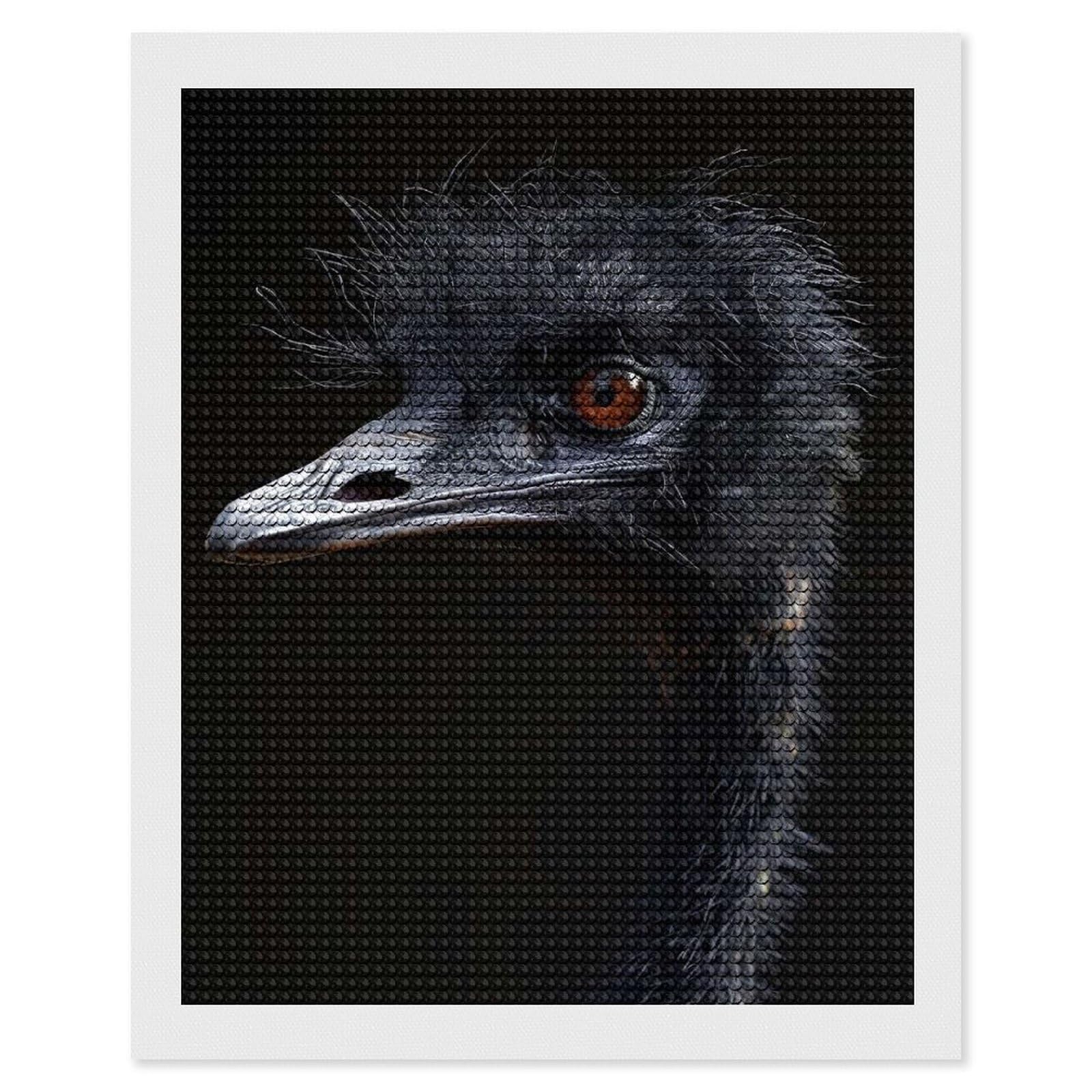 Junmoney Emu Diamond Painting Kit 16"x20", Festive Craft Gift, Bedroom Decor, Full Kit Included, Creative Gift Idea