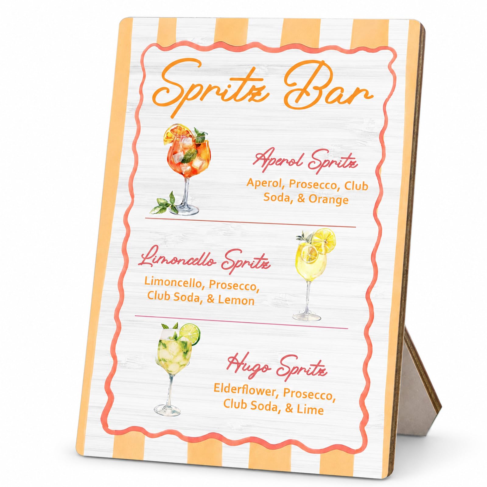 Bar Signs for Home Bar, Vintage Cocktail Sign with Wooden Stand, 8 x 12 In