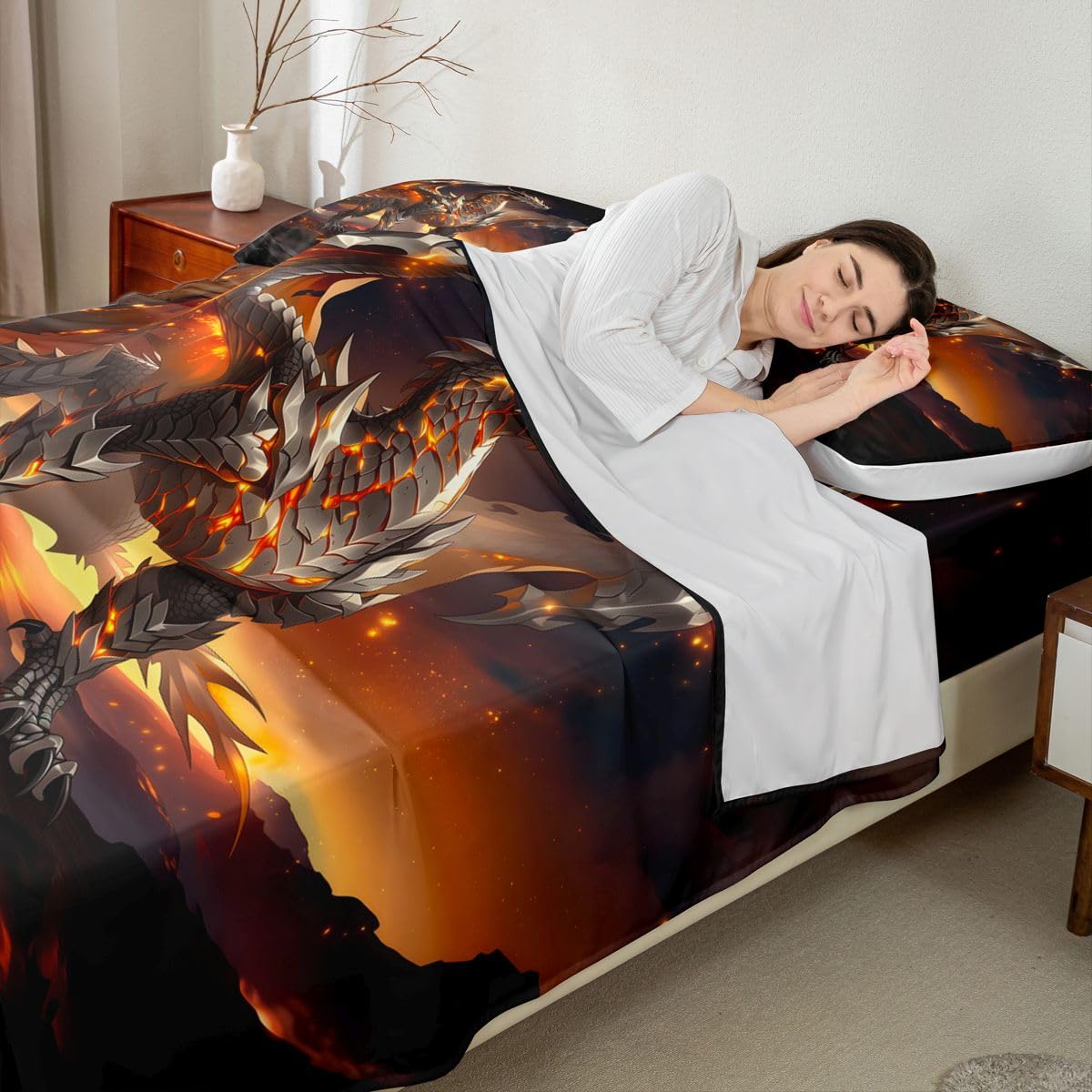 Loussiesd Zestaw pościeli smoka king size