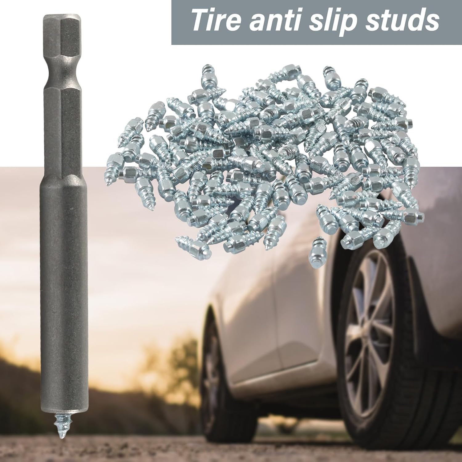 100Pcs 12mm 9mm Snow Screw Tire Studs Winter Antiskid Falling Spikes Wheel Tyres for Car Motorcycle Bicycles Studded Snow Tires