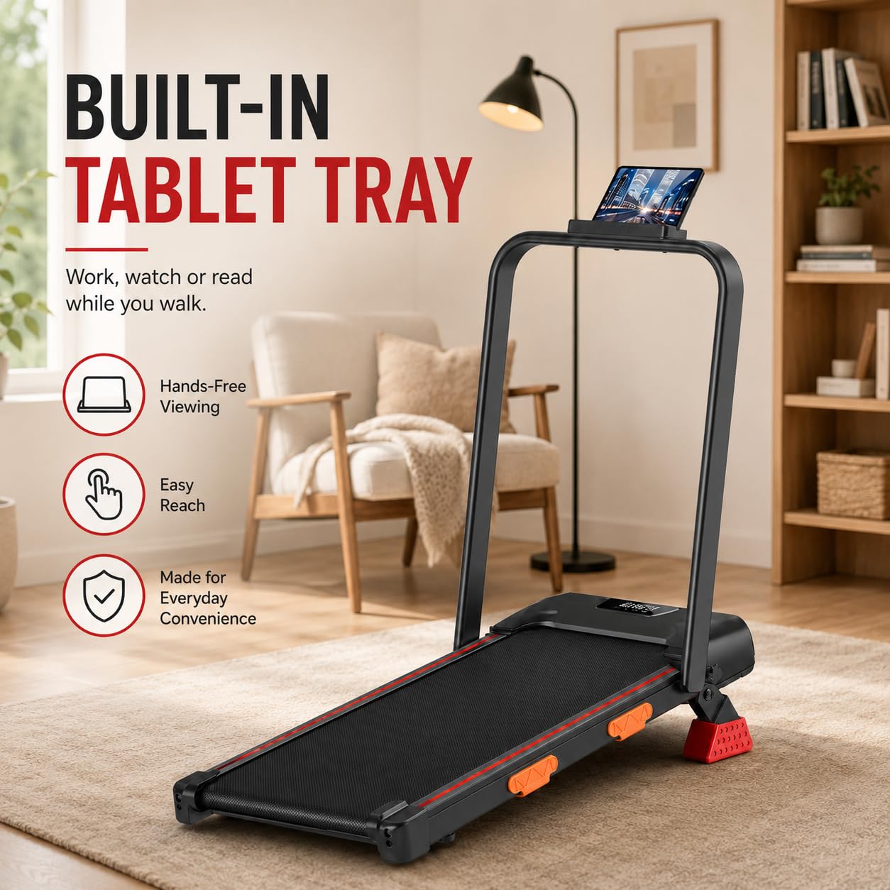 Laufband für Zuhause Klappbar Leise 3.0HP Steigung, Haus & Büro 136KG | Laufband mit Steigung 10%, 6-in-1-Walking Pad Schreibtisch, für Zuhause, LED-Display + Fernbedienung, bis 10 KM/H