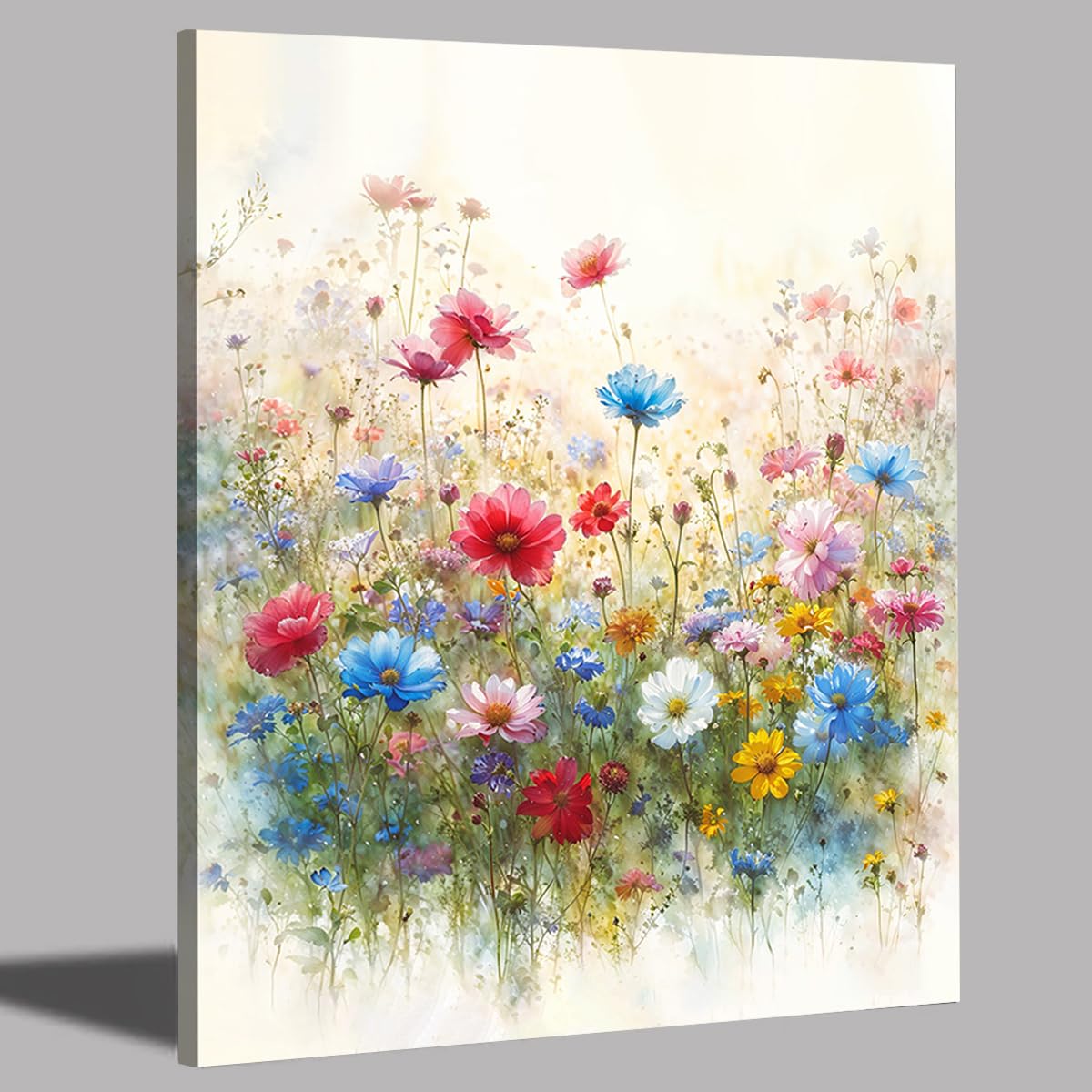 Photo 1 of HONGRUIFAN Colorful Wildflower Wall Art Canvas 12x16 Inch Floral Painting Bright Flower Field Decor for Living Room Bedroom Spring Nature Artwork Ready to Hang