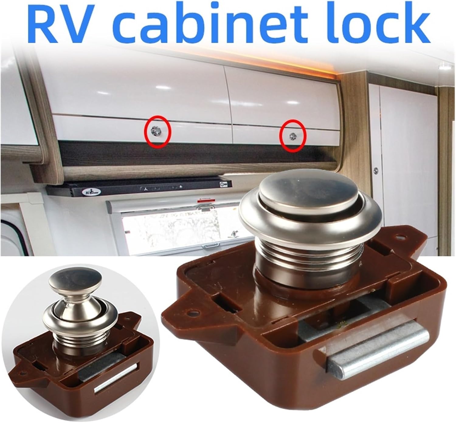 10 Pieces/keyless Button Keyhole Size 26mm Door Cabinet Lock Suitable RV, Recreational Vehicle Hardware Accessories(Brown Chrome)