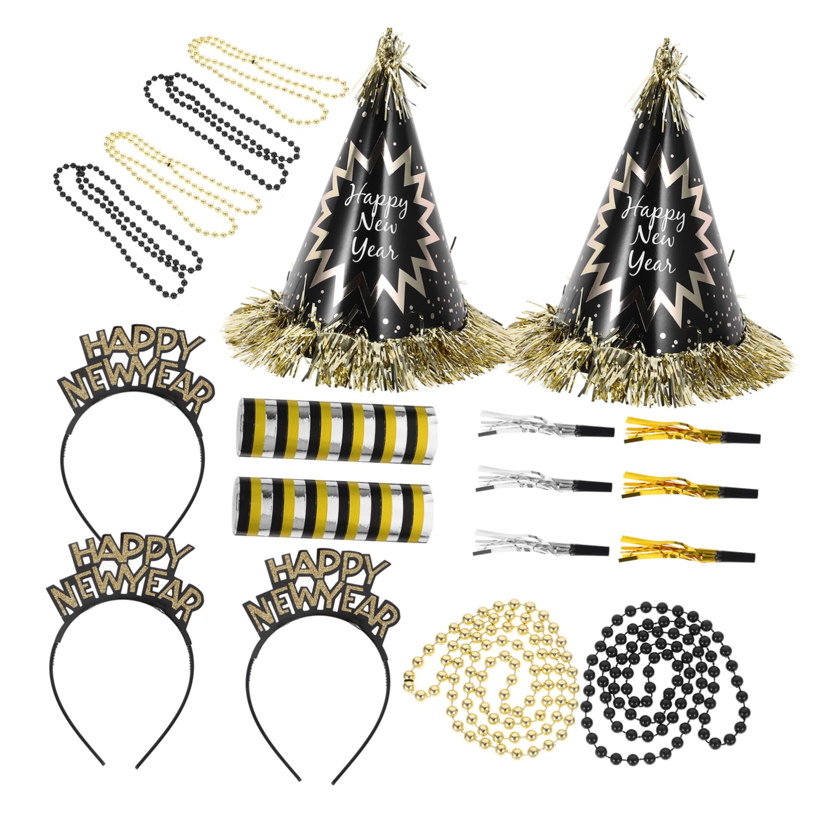 KOMBIUDA Kit De Décoration Pour Fête Du Nouvel An Avec Chapeau, Bandeau Et Pompons, Accessoires Pour Adultes Et Célébrations
